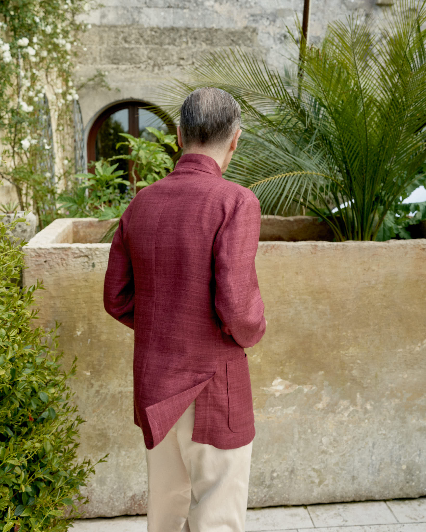 Nehru Jacket Raw Silk - Burgundy