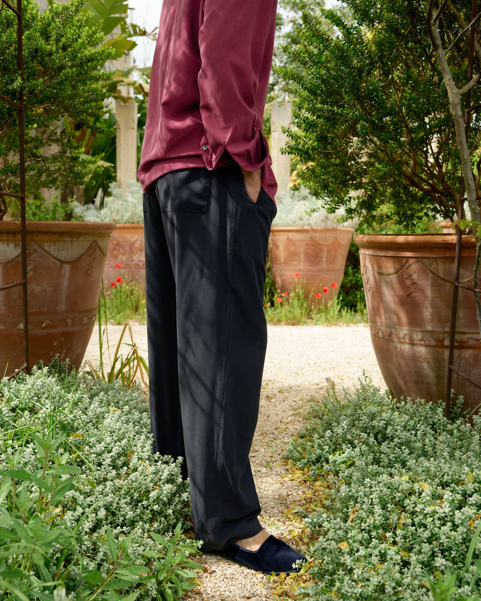 Alio Washed Silk Drawstring Trouser - Black