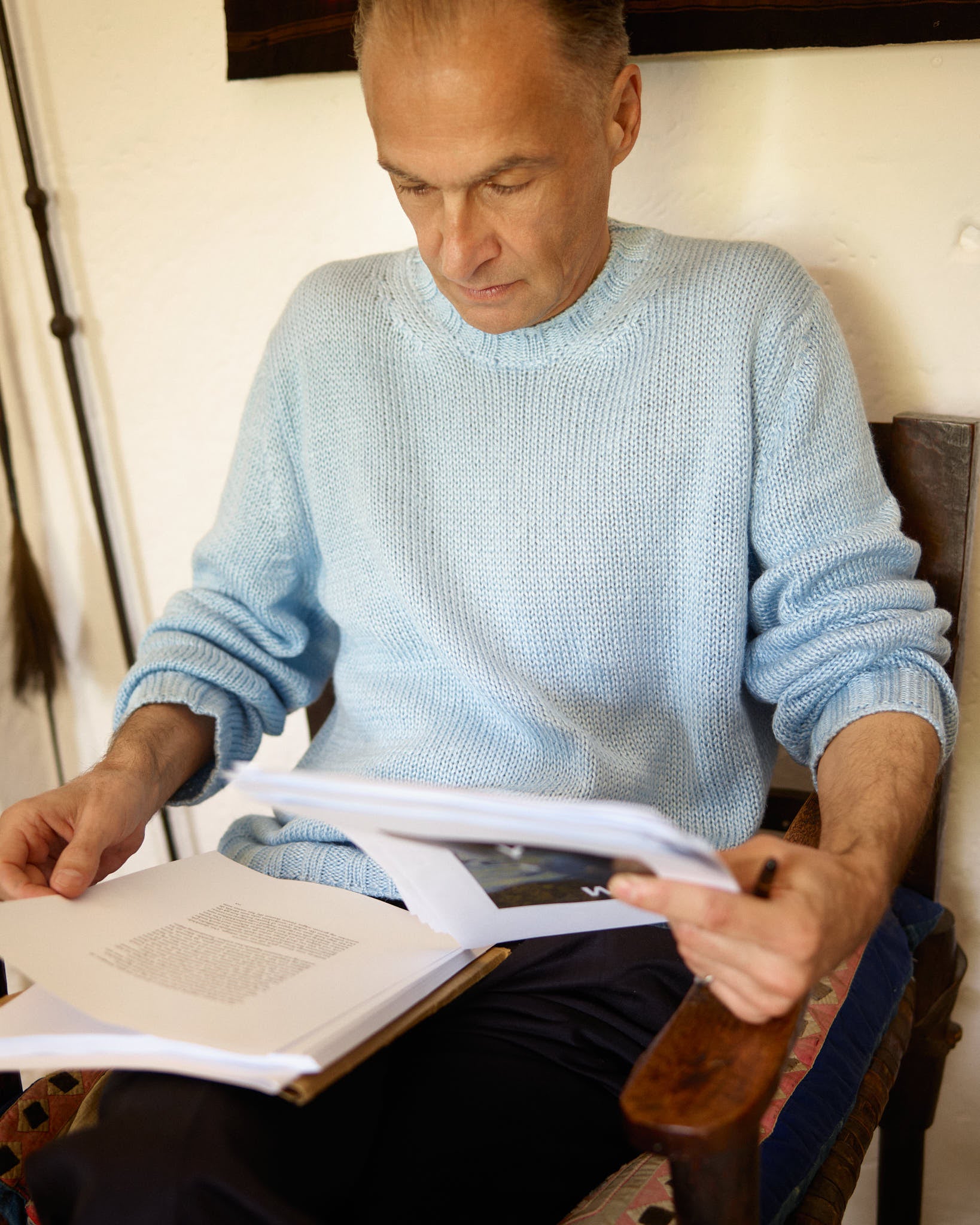 Camillo Silk Crewneck - Sky Blue