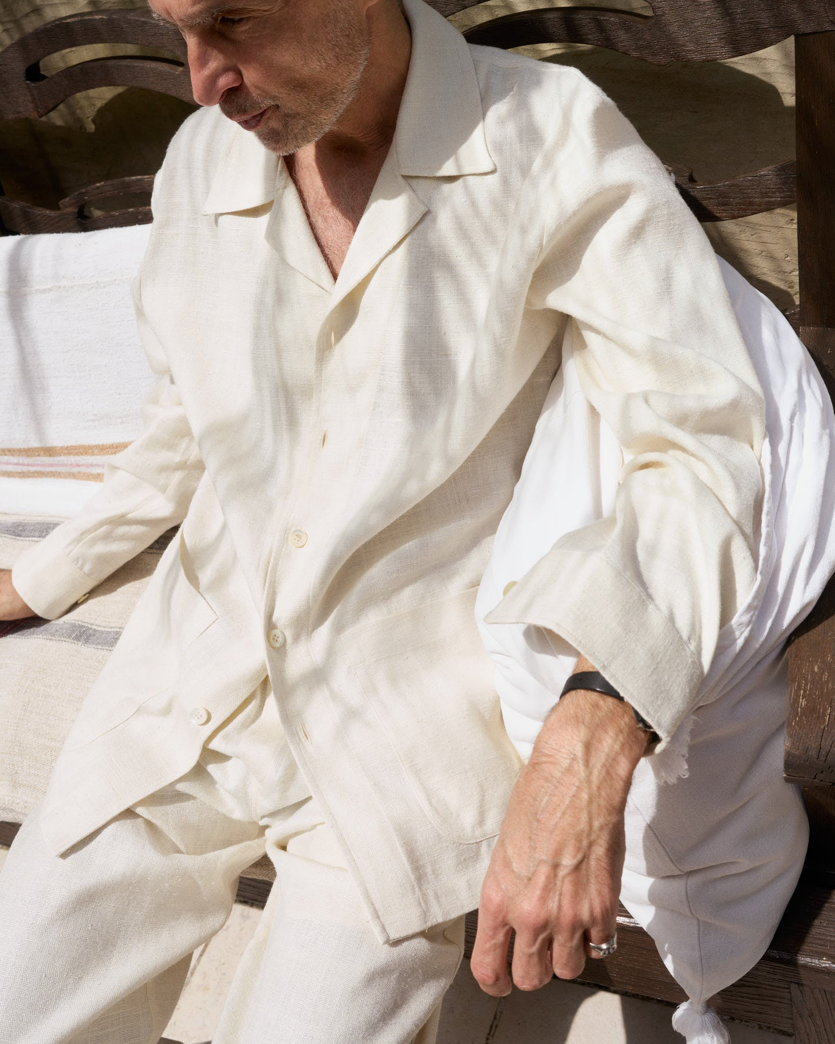 Camp Long Raw Silk Shirt Jacket - Ivory