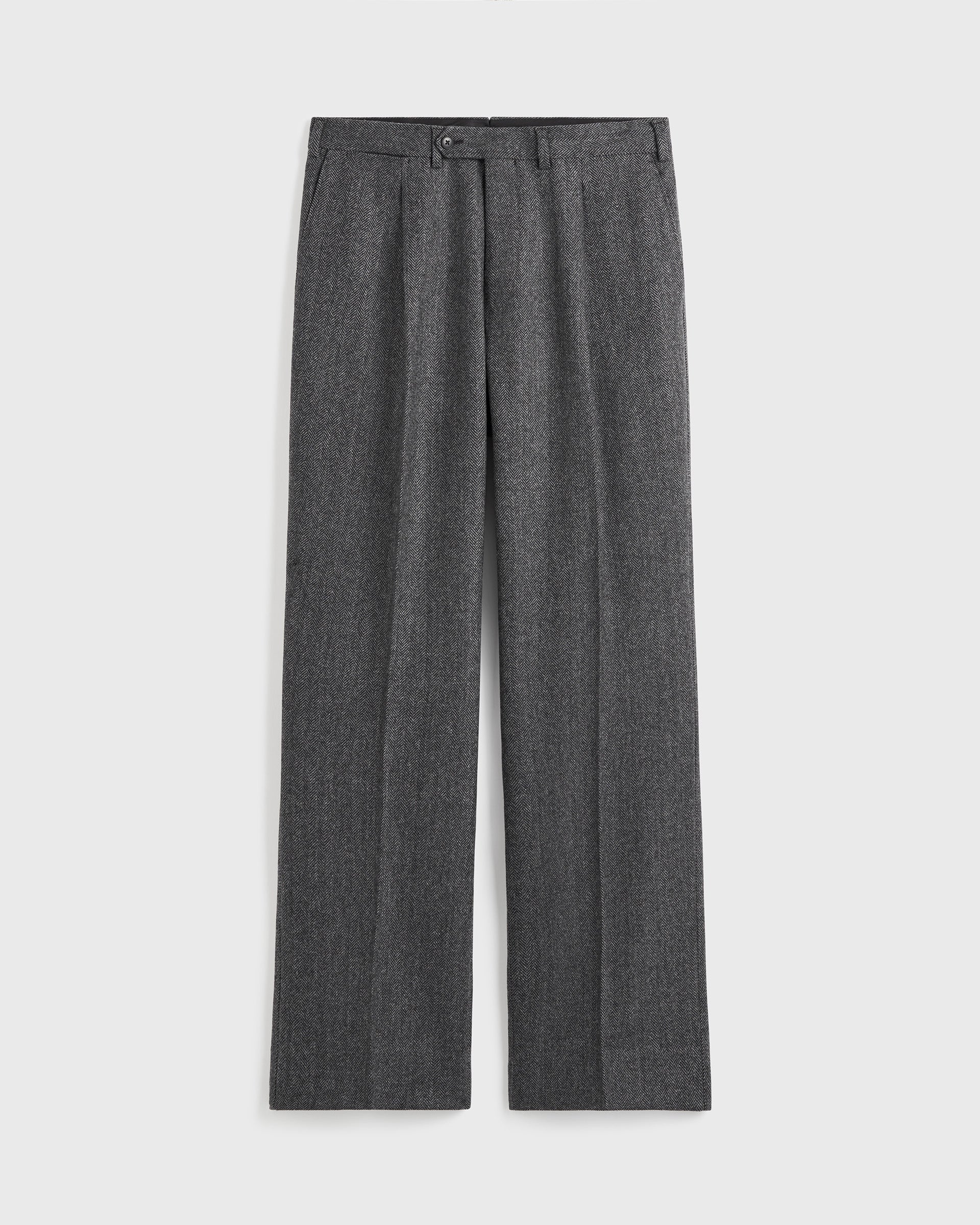 Amo Trouser in Wool Herringbone - Dk Grey