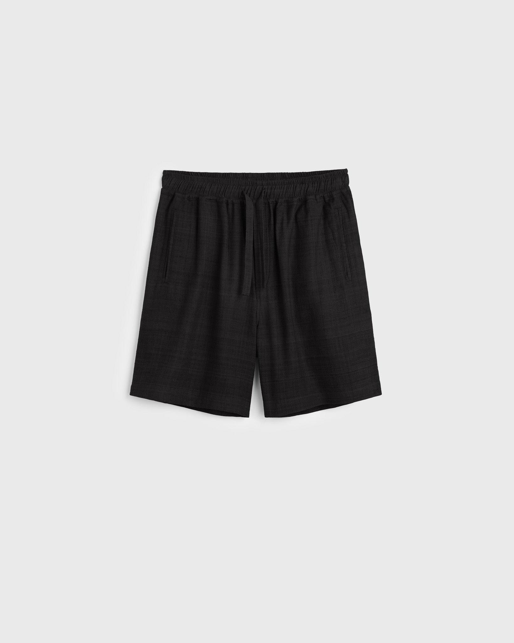 Henri Raw Silk Drawstring Short - Black