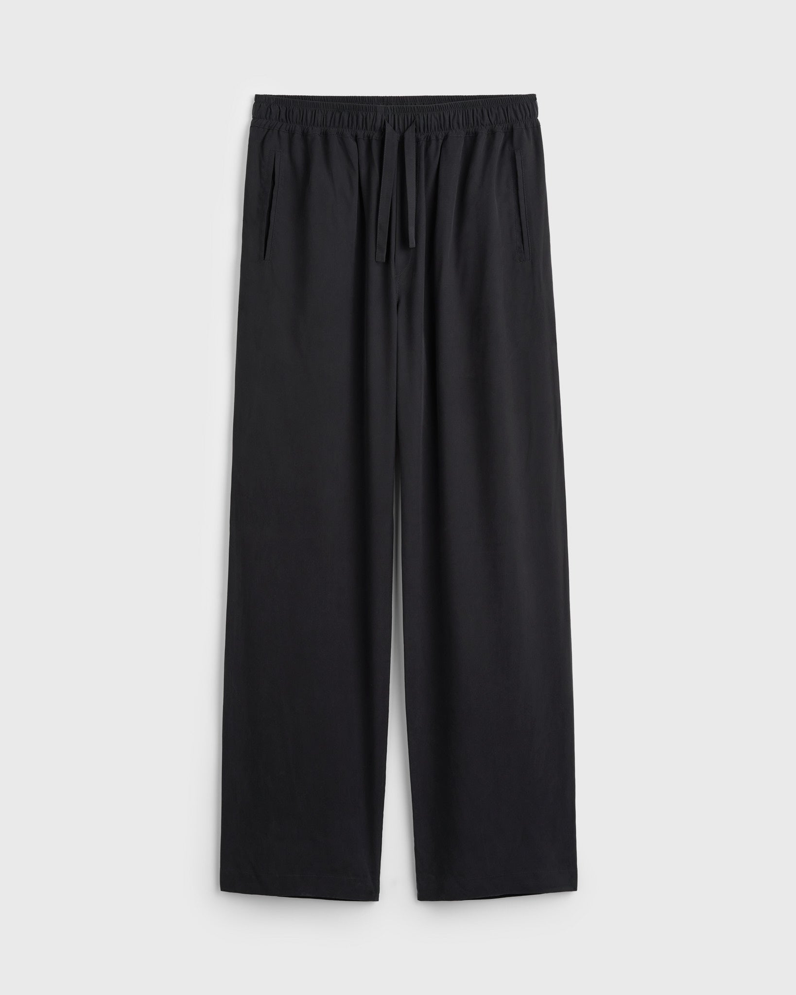 Alio Washed Silk Drawstring Trouser - Black