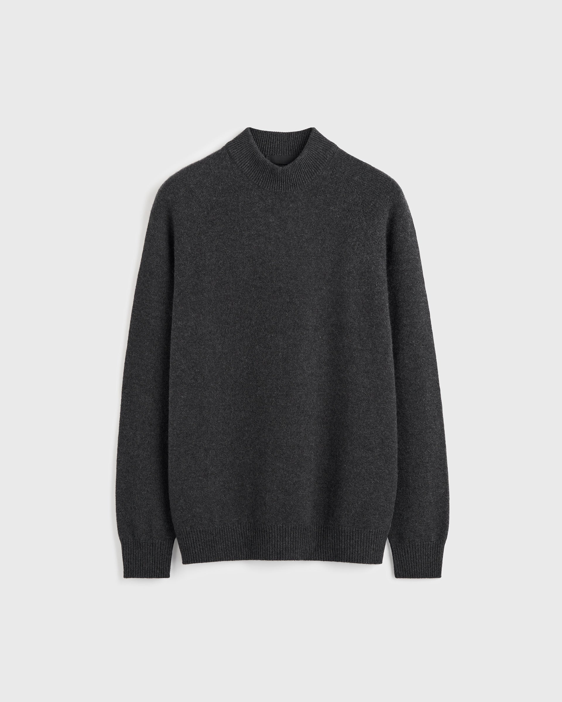 Two Ply Cashmere Mock Neck - Dk Grey