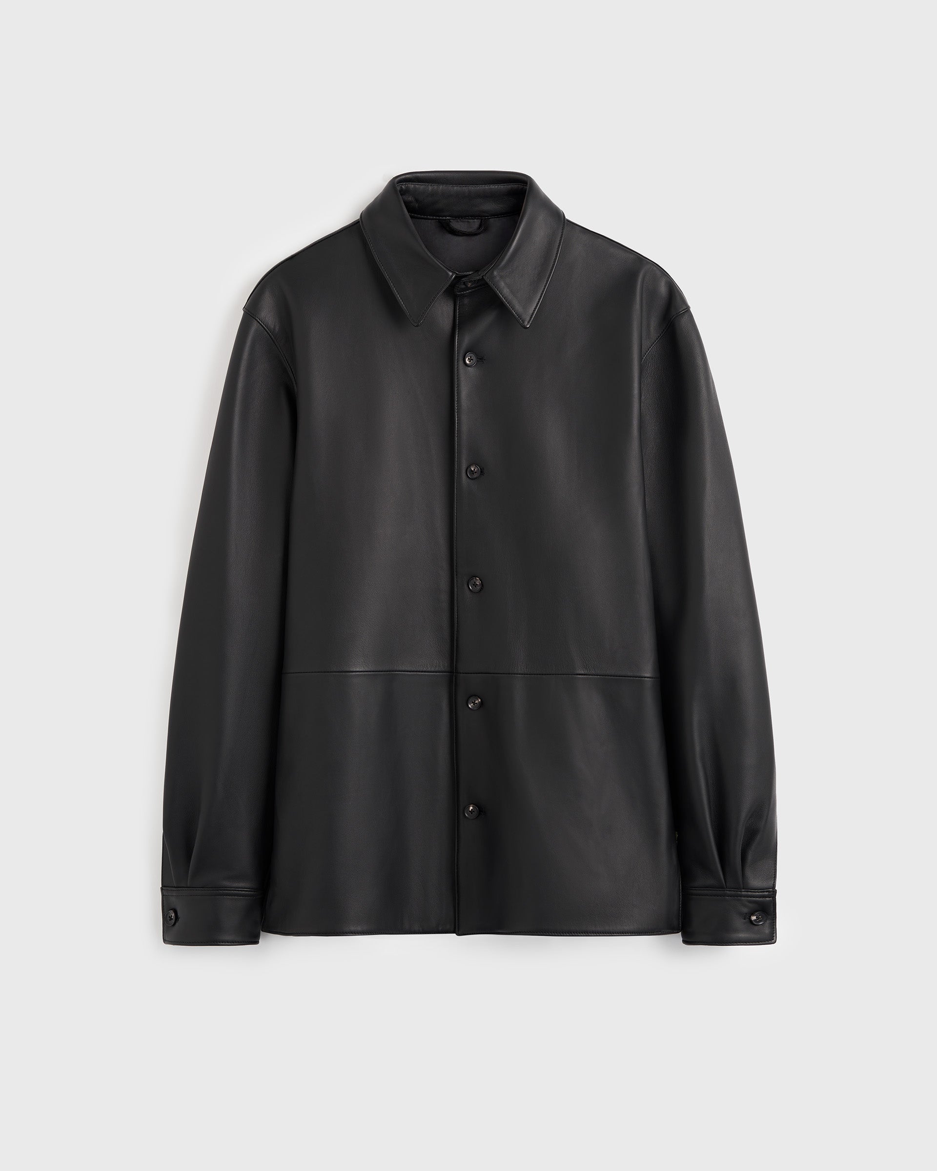 Leather Shirt Jacket - Black