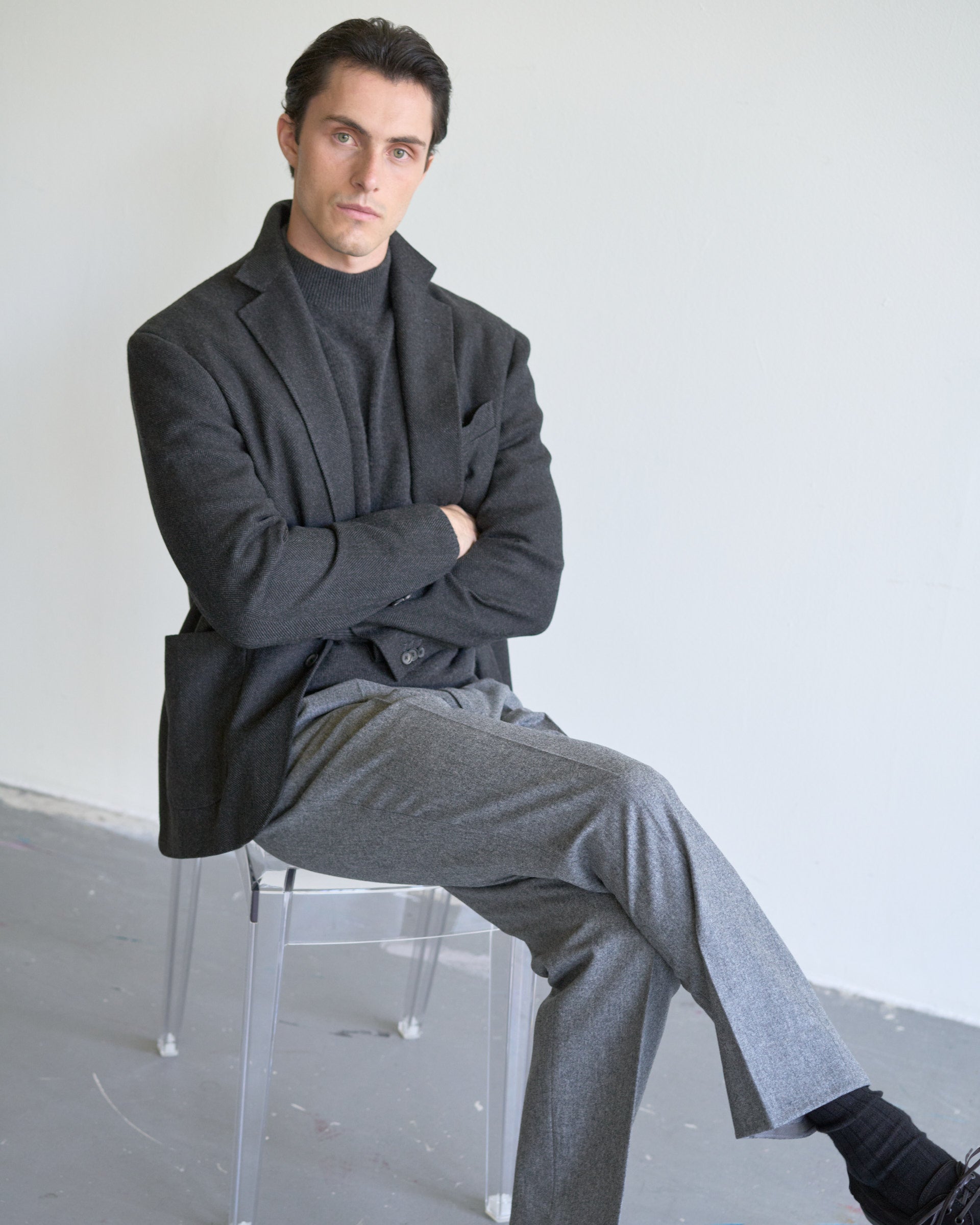 Amie Trouser in Wool Flannel - Grey