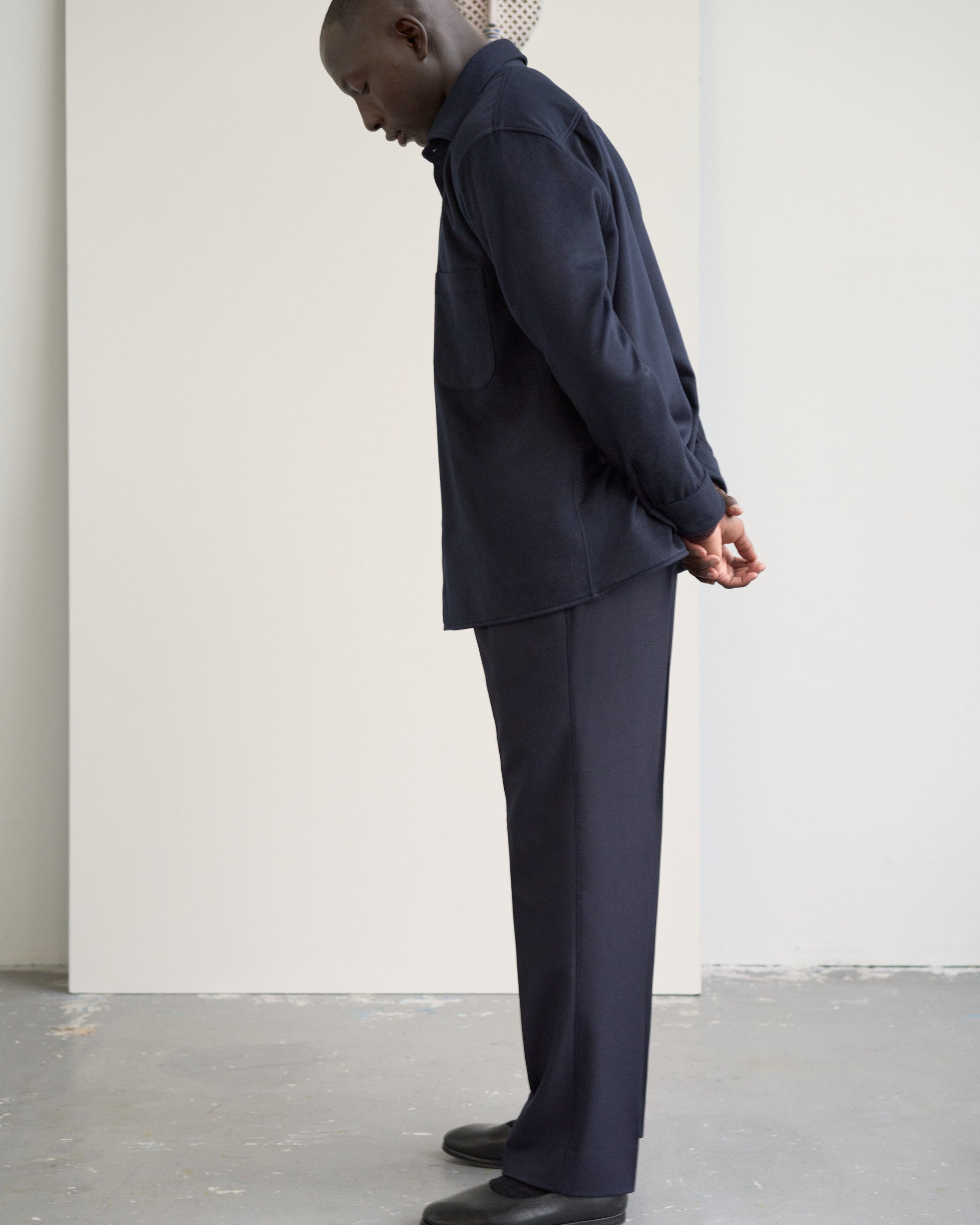 Amie Trouser in Wool Flannel - Navy