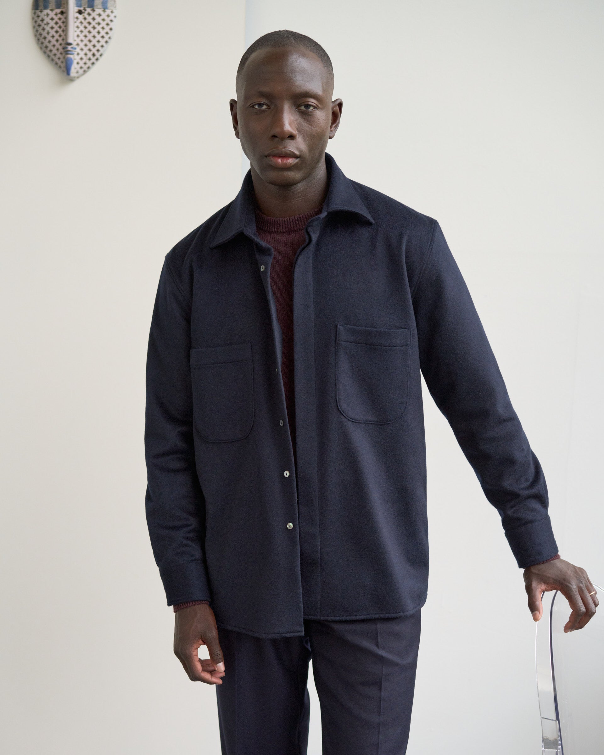 Shirt Jacket in Cashmere - Navy