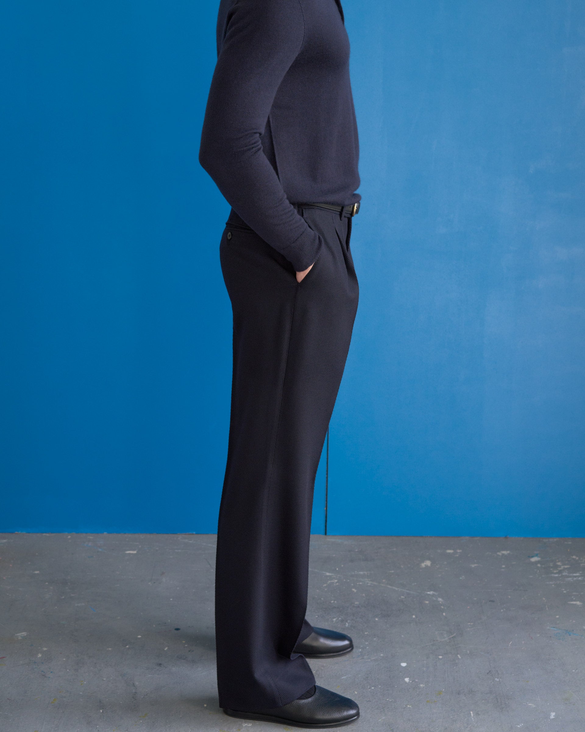 Amo Trouser in Twill Wool - Navy