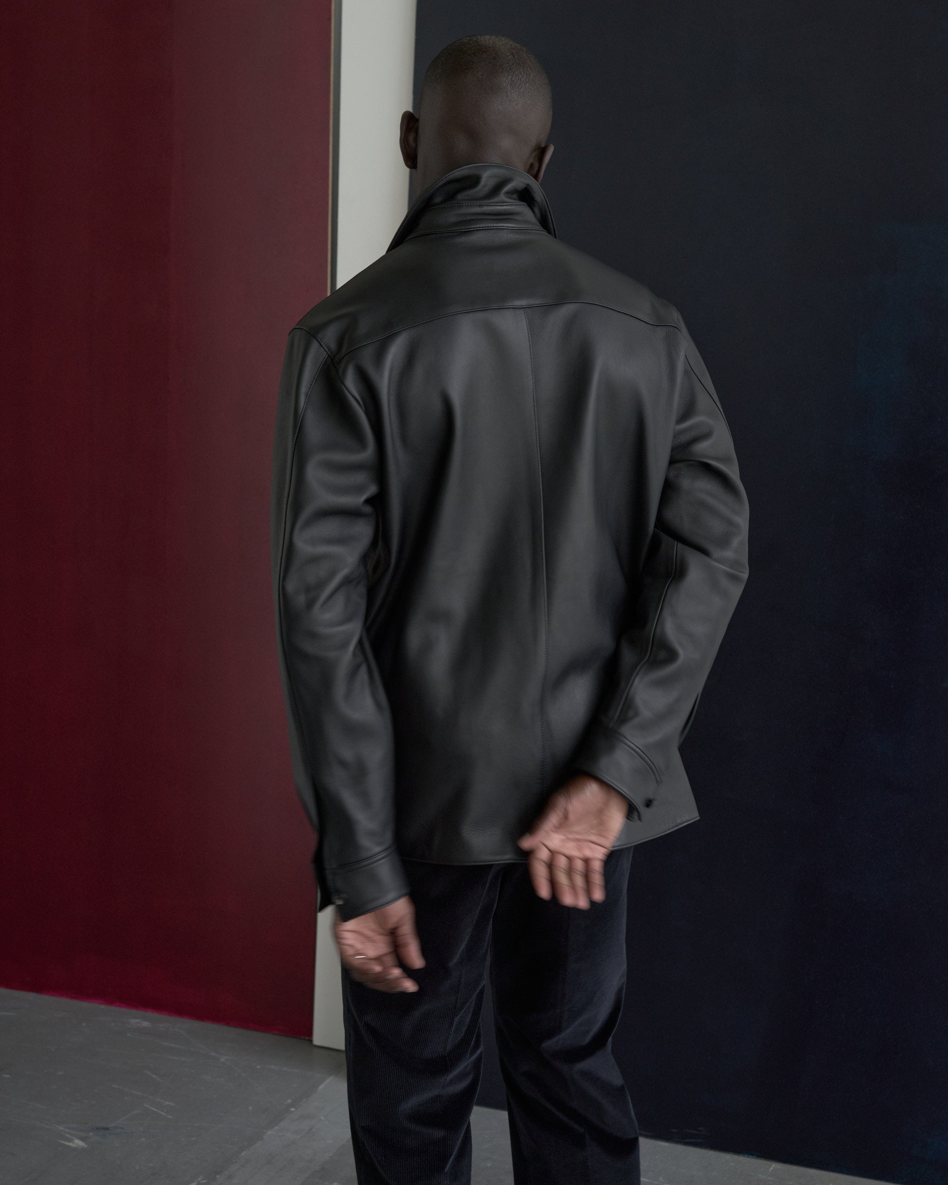 Leather Shirt Jacket - Black