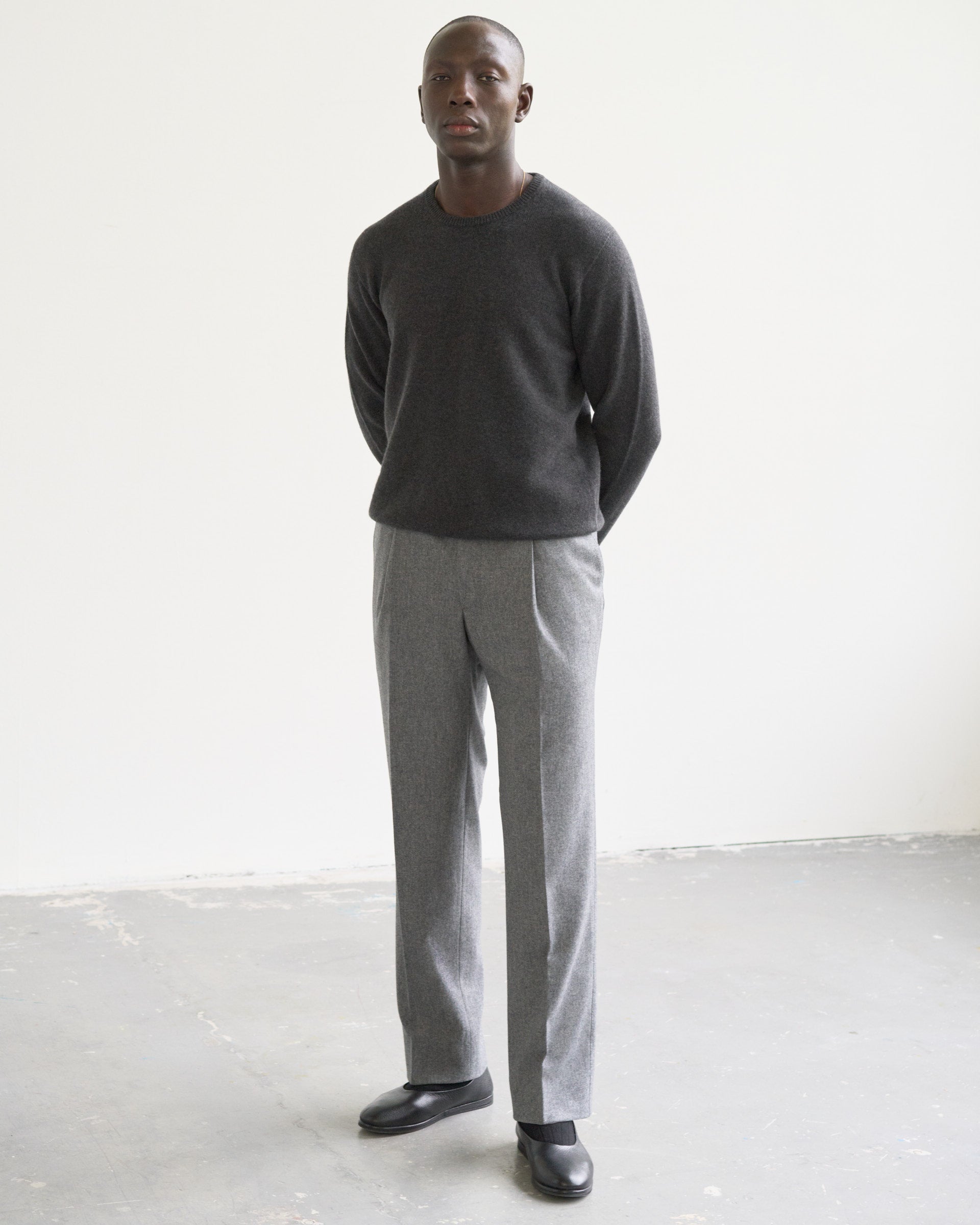 Amie Trouser in Wool Flannel - Grey