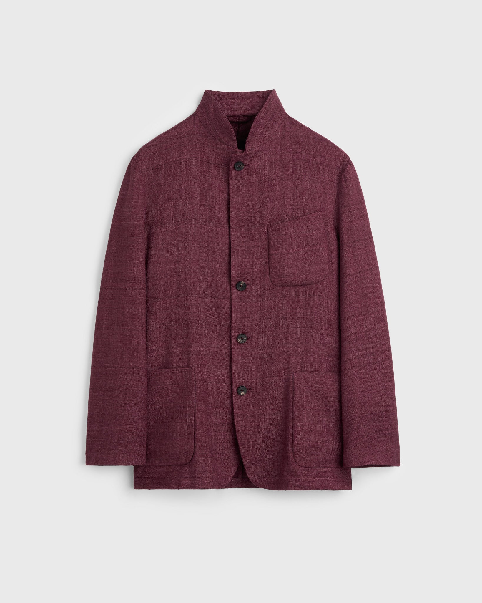 Nehru Jacket Raw Silk - Burgundy