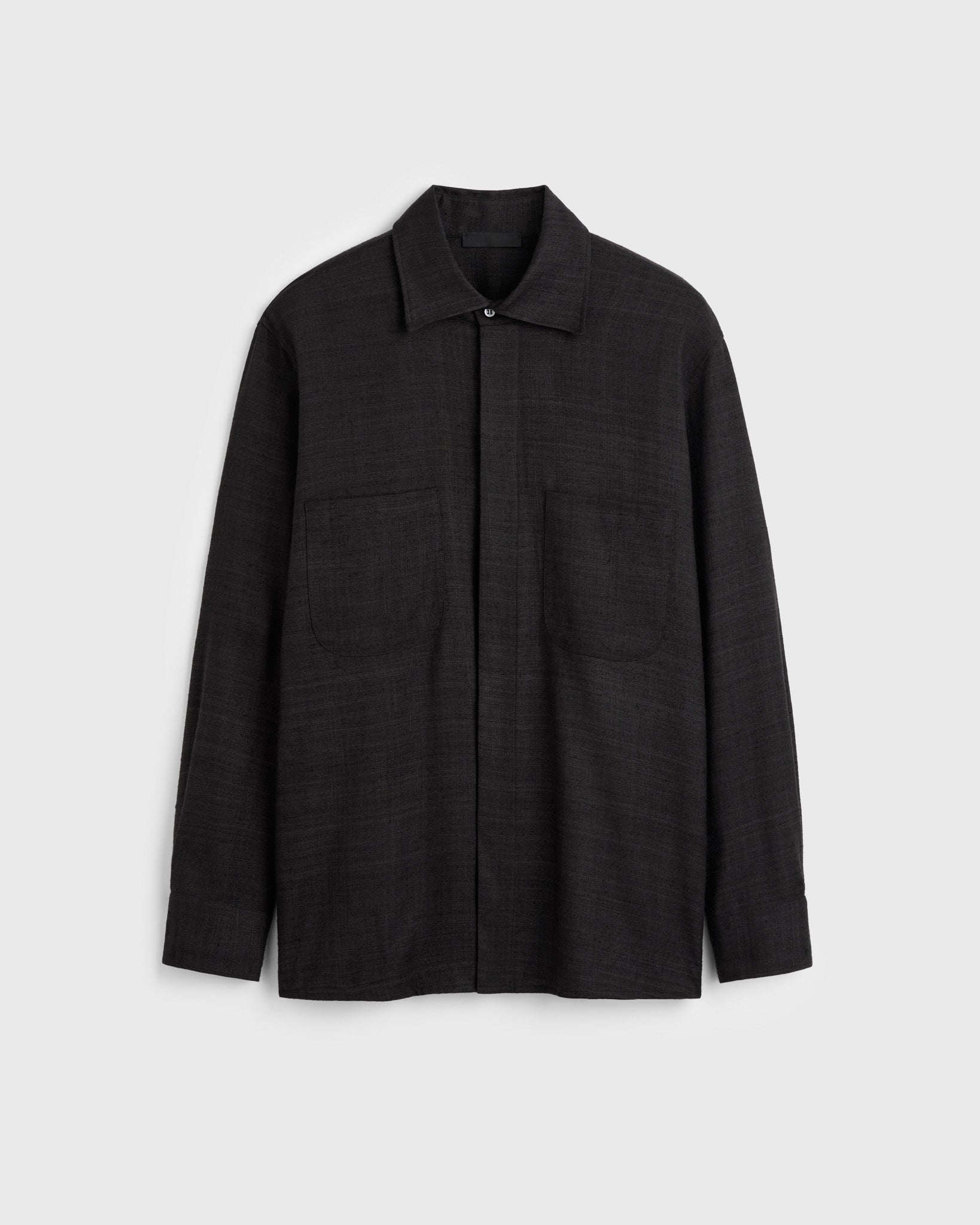 Regis Raw Silk Shirt Jacket - Black