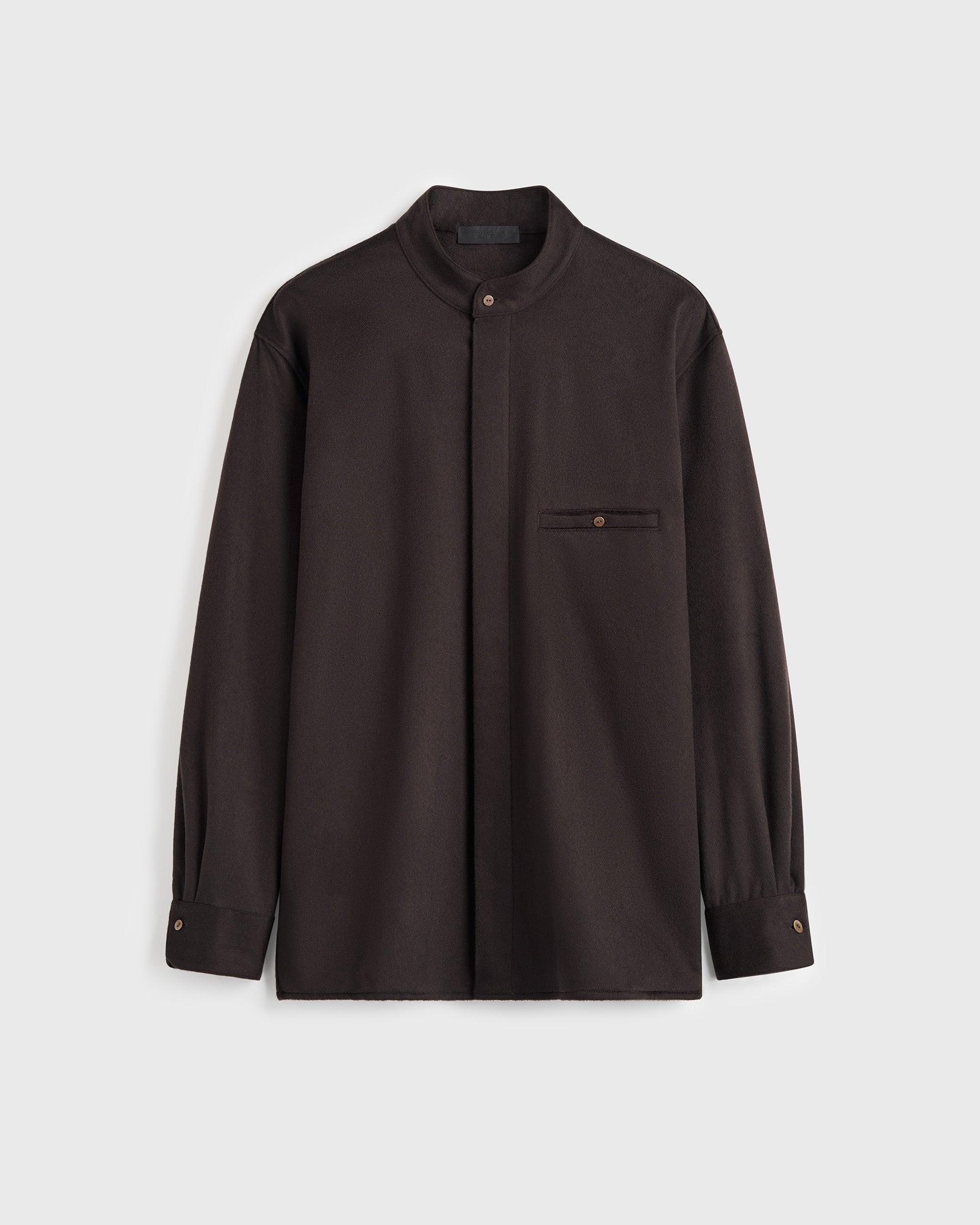 Shirt Jacket Nehru in Cashmere - Dk Brown